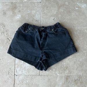 ASOS DESIGN Petite denim high rise 'original' mom shorts in black size 10